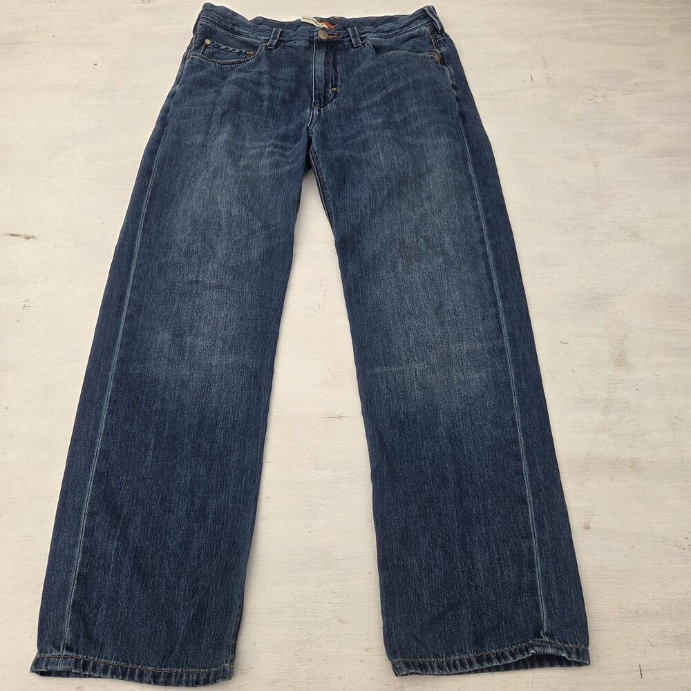 Tommy Bahama Standard Jeans 34/30 Blue Straight Leg Distressed Whiskers